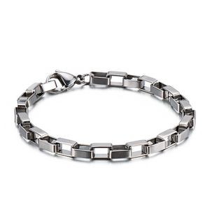 5pcs lot en vrac 5mm 20cm (8 '') Long Énorme bijoux de mode en argent en acier inoxydable Cool box- Bracelet chaîne à maillons pour hommes garçons femmes cadeaux