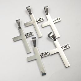 5 pcs Lot En Vrac Jésus Christ Crucifix Croix Pendentif Charme Bijoux Religieux Argent En Acier Inoxydable Pendentifs Pour Hommes