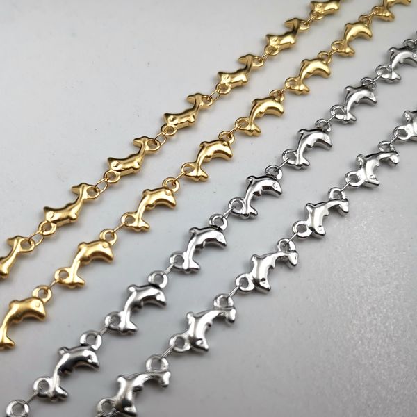 5pcs / lot en vrac soudé chaîne à souder dauphin lien collier en acier inoxydable pour femmes hommes cadeaux de mode bijoux 5mm 24 pouces