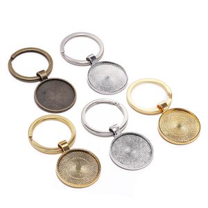 5 pcs/lot porte-clés avec pendentif lunette vierge Fit 25mm camée verre Cabochon Base réglage bricolage porte-clés porte-clés fournitures pour bijoux