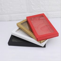 5 -stcs/lot Kraft Cardboard Telefoonhoes Verpakkingsdoos Geschenkdoos Rood/Wit/Bruin/Black Paper Lade Box met Clear Window
