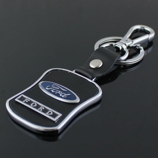 5pcs / lot Porte-clés de voiture en cuir Logo Porte-clés Forme incurvée Composants clés Mode Hommes Taille Porte-clés pour Ford Focus 2 3 Chav274N
