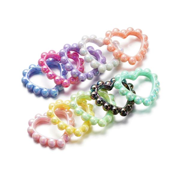 5pcs / lot en acrylique mixte Love Heart perles Connecteurs de cadre pour les bijoux de fabrication d'accessoires de bracelet bricolage en gros bracelet en gros