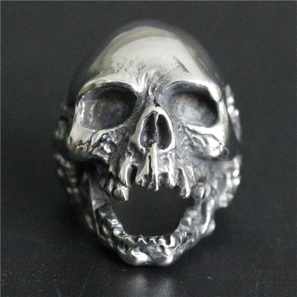 5 unids / lote Nuevo Diseño Tamaño 7-15 Anillo de Cráneo Fantasma Enorme Joyería de Moda de Acero Inoxidable 316L Popular Anillo de Cráneo Muerto 230T