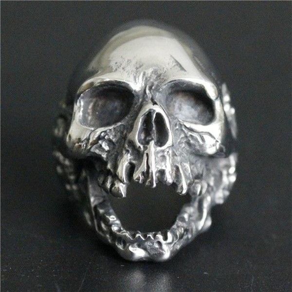 5 unids / lote Nuevo Diseño Tamaño 7-15 Anillo de Cráneo Fantasma Enorme Joyería de Moda de Acero Inoxidable 316L Anillo de Cráneo Muerto Popular 241n