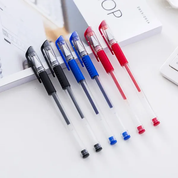 Stylo Gel à encre rouge bleu noir, 0.5mm, 5 pièces/lot, stylos neutres en carbone, fournitures scolaires et de bureau, outil de papeterie