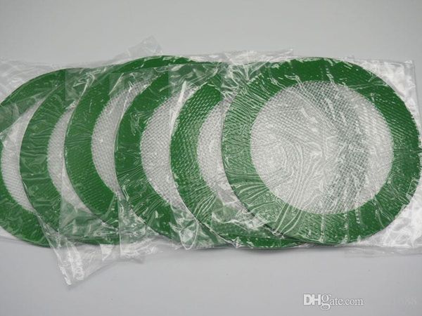 5 unids / lote Esteras de Silicona Redondas Cera Almohadillas Antiadherentes Estera de Hierba Seca de Silicona Estera para Hornear de Grado Alimenticio Hojas Dabber Frascos Dab Pad Green234N