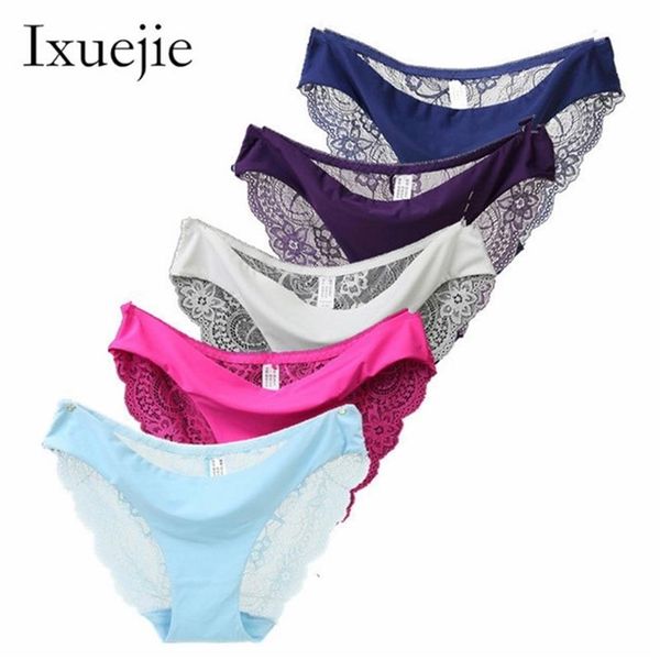 5pcs / lot S-XXL 5 taille femmes sous-vêtements sexy transparent creux femmes culottes en dentelle sans couture culotte slips intimes 201112254n