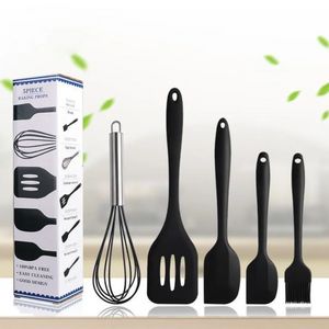 5 pcs/lot ensembles d'outils de cuisson en silicone comprend un petit grattoir à brosse grand grattoir spatule batteur à oeufs pour la cuisson et le mélange en gros tt0201