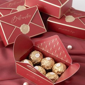 Boîte cadeau bronzante Simple et créative, emballage en forme d'enveloppe, sacs à bonbons de mariage, emballage cosmétique pour fête d'anniversaire, 5 pièces/lot