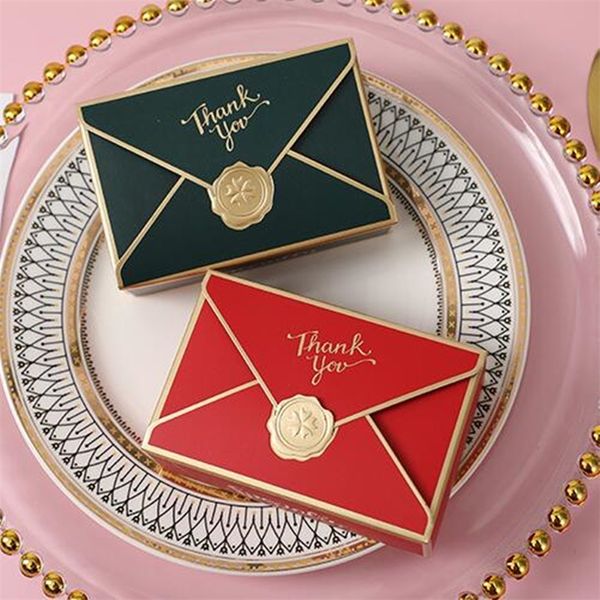 5 pièces/lot Simple créatif bronzant boîte-cadeau emballage enveloppe forme mariage bonbons sacs fête d'anniversaire cosmétique 220427