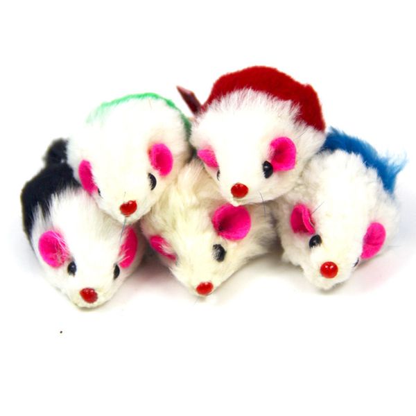 5 pièces/lot bicolore fourrure de lapin fausse souris Pet chat jouets Mini drôle jouer jouets pour chats jouets Miniatures avec bruissement