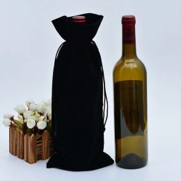 5pcs / lot Velvet Wine Bottle Protect Cover Sacs Gift Sacs For Red Wine Champagne Emballage Pouche avec des fournitures de fête conçues