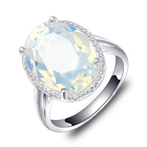 Hot Sales Trouwringen Wit Ovaal Maansteen Gems 925 Sterling Verzilverd Voor Dames Ringen Gratis verzending
