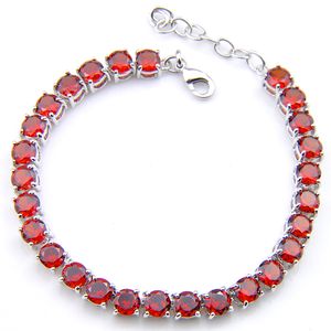 Luckyshine 5 pièces 5mm argent 925 rond rouge grenat pierres précieuses cadeau d'anniversaire pour les femmes cz zircon bracelets bracelets gratuits