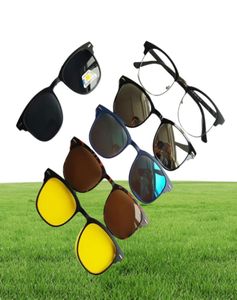 Lunettes de soleil à Clip magnétique pour femmes, 5 pièces, avec lunettes polarisées, cadre de lecture optique pour myopie, avec emballage 8480801