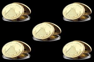 5 -stks Masonic Craft annuit USA Liberty Eagle Token Gold Ploated 1oz Challenge Metal Coin Collection WCapsule3529768