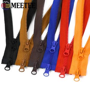 5pcs Meetee 80-150cm 5 # Résine Zipper Double curseur Zips Backpack décoratif ouverte ouverte Réparation de sacs à zip