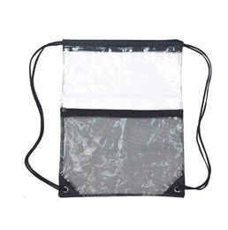 5pcs maille sac à dos sacs PVC transparent imperméable plage de cordon de cordon de cordon sport extérieur