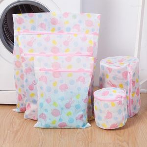 5 pièces sacs à linge imprimés en maille stockage de voyage organiser sac vêtements à laver pour les délicats avec fermeture à glissière Premium