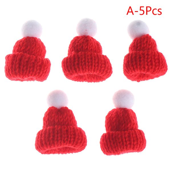 5pcs mini gat de tejido muñeco de muñeca casa de muñecas navideño año nuevo decoración de la botella del hogar decoración del pequeño disfraz de mascotas