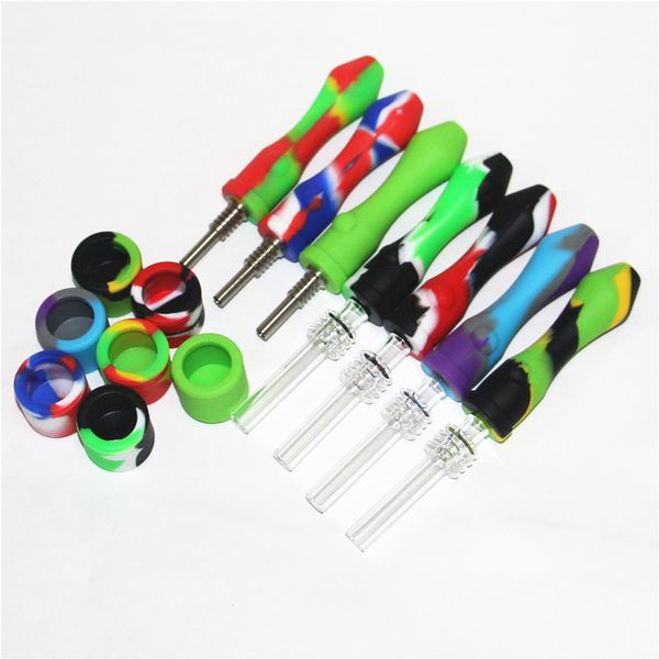 5 pièces narguilé conception simple mini silicone nectar pipe à fumer dab paille nectar tuyaux à main concentré nectars cendrier bol en verre