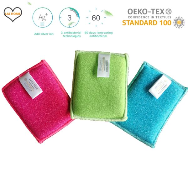 5pcs Éponge éponge à gommage polyvalent pour éponges de nettoyage en microfibre de cuisine non secch