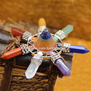 5 stks Multi Stone Crystal Taper Pyramid Orgone Energy Generator 7 Chakra edelsteen Cabs Quartz Prism Point Healing Balancing Tower Ornament