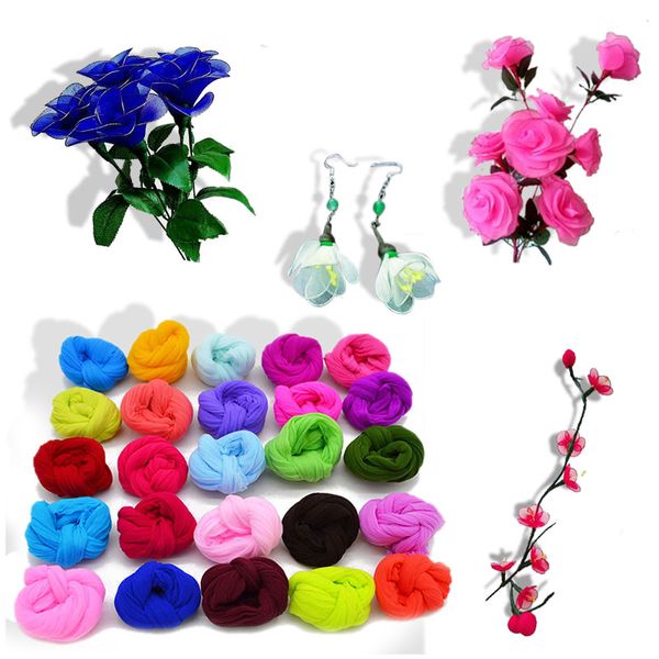 5 pièces multicolore Nylon bas Ronde fleur matériel traction bas matériel accessoire à la main mariage maison bricolage Nylon fleur