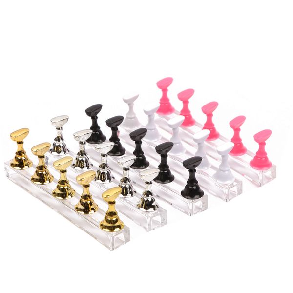 5 uds Nail Art práctica soporte de exhibición tablero de ajedrez puntas magnéticas blanco negro práctica soporte conjunto polaco Gel carta de colores herramienta