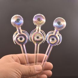  5pcs NUEVA LLEGA ARRIVA Rainbow Color Glass Wipe Wipe Wipe de 30 mm de tazón grande de 14 cm de longitud gruesa Pyrex colorido Tubo de paja paja tubos de fumar a mano