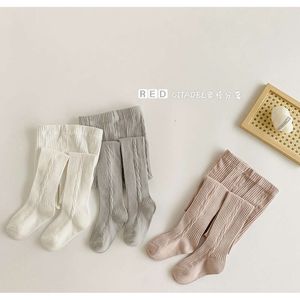 5 -stks nieuwe katoenen gebreide panty Solid Color Twists Stripe Kousen Kindermeisjes Girls Spring Herfst Infant Peuter Sokken Baby kleding