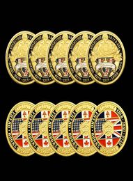 5pcs no magnético 70 aniversario Battle Normandía Medalla Medalla Craft of Gilded Military desafío monedas estadounidenses para la recolección con caps4810574 duros