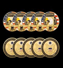 Pièce de monnaie plaquée or, 5 pièces, Non magnétique, Division aéroportée américaine 101St, défi de l'armée de l'air, 157quot012quot, opération irakienne 2750847
