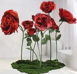 5 stcs één set zijden waterdichte rose simulatie bloemen thuis kerstfeest evenement raam bruiloft decoratie