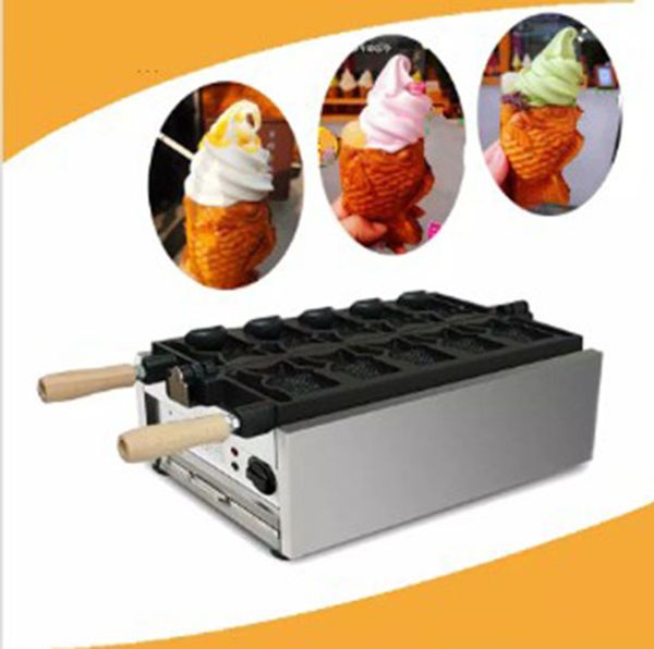 5 PCS Bouche Ouverte Coréen Poisson Gaufre Équipement De Traitement Des Aliments Fabricant Électrique Taiyaki Machine Taiyaki Pan Crème Glacée Forme Baker LLFA