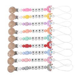 5pcs Pacify juguetes nombre personalizado clips de chupete de bebé dibujos animados de silicona de luna teether cadena de pezón para frees de enfermería