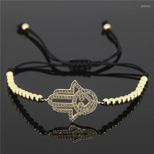 5 -stcs/pack anil arjandas armband geplaveid witte CZ Hamsa Connector 4 mm messing kralen Braid unisex macrame sieraden2022 bedelarmbanden