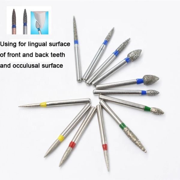 5pcs/paquete Flame Ogival End Dental Burs Fo Serie Dental Talinetes para pie de mano de alta velocidad FG DIA 1.6 mm Suministro de odontología