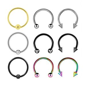 5 -stcs/pack chirurgisch stalen helix hoefijzer septum neu ring gevangene kraal kraakbeen oorbellen tragus piercing 10 mm