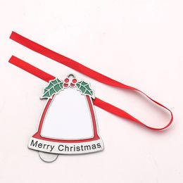 5 pièces pendentifs Sublimation bricolage blanc blanc en alliage de Zinc joyeux noël cloche en forme de porte-clés