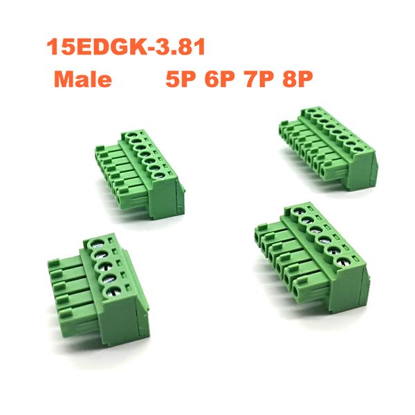 5pcs Pitch 3,81 mm Plug-in PCB Borlier Bloc 15edgk RC 5 6 7 8 Pin Angle de droite Male / Femelle Connecteur Pluggable Morsettiera