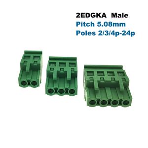 5pcs Pitch 5.08 mm Perg-in PCB Vis Terminal Blocage Connecteur 2edgk / Ka Male 2/3/4/5/6/7/8/9/10p Morsettiera Pluggable Bornier