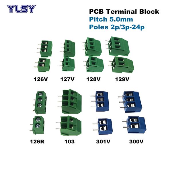 5pcs Pitch 5,0 mm PCB Terminal Bloc du bloc Connecteur de fil droit d'angle droit broche 2/3p Câble Morsettiera 1.5 / 2,5 mm2 10-20a