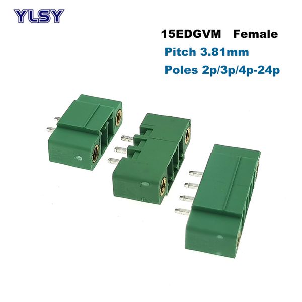 5pcs Plugpable PCB Vis Terminal Block Pitch 3,81 mm Connecteur féminin 15EDGVC / RC / VM / RM MORSETTIERA 2/3/4/5/6/7/8/9/10p Bornier