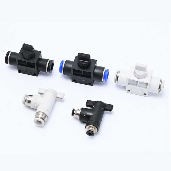 5pcs Connecteur rapide pneumatique Valve de main BUC Trachea Valve de commutation HVFF MANUEL VALVE ANGLE DROIT BULL