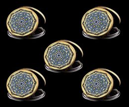 5pcs Ramadan Kareem Octagonal S Arabe Islamic Gold plaqué Collectible Holiday Gift With Round Case3655724