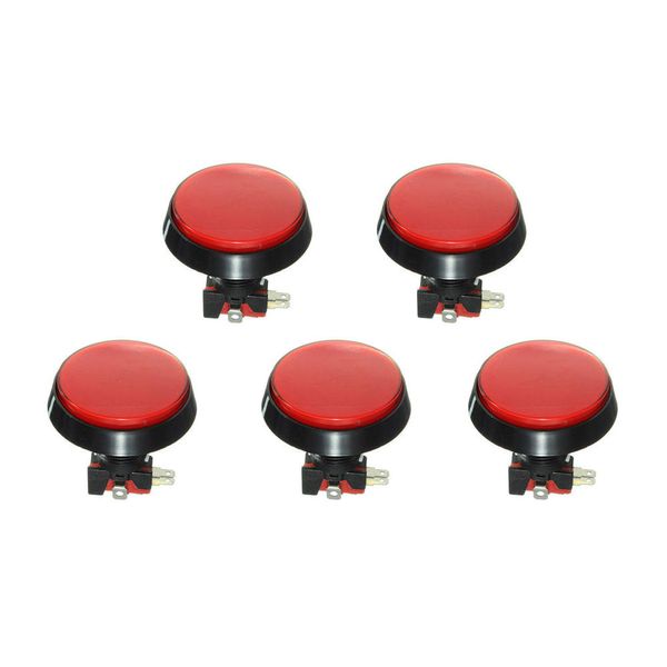 5pcs lumière LED rouge 60mm interrupteur à bouton-poussoir pour joueur de jeu vidéo d'arcade