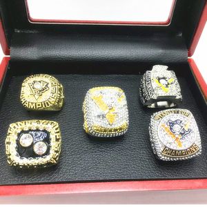 5 stks Ring PITTSBURGH PINGUÏNEN STANLEY CUP Hockey KAMPIOENSCHAP RING Set Mannen Fan Souvenir Gift Whole275s