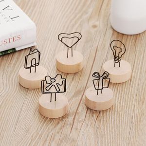 5pcs Rond Round Base Base Carte Holder Photo Clips Habit Picture Frame Message Papier Prise en charge Carte Mémo Ornement Ornement Note de notes